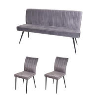 ESSZIMMER-SET Grau 3er-Set - Grau, Textil (160/90/64cm) - Jamb