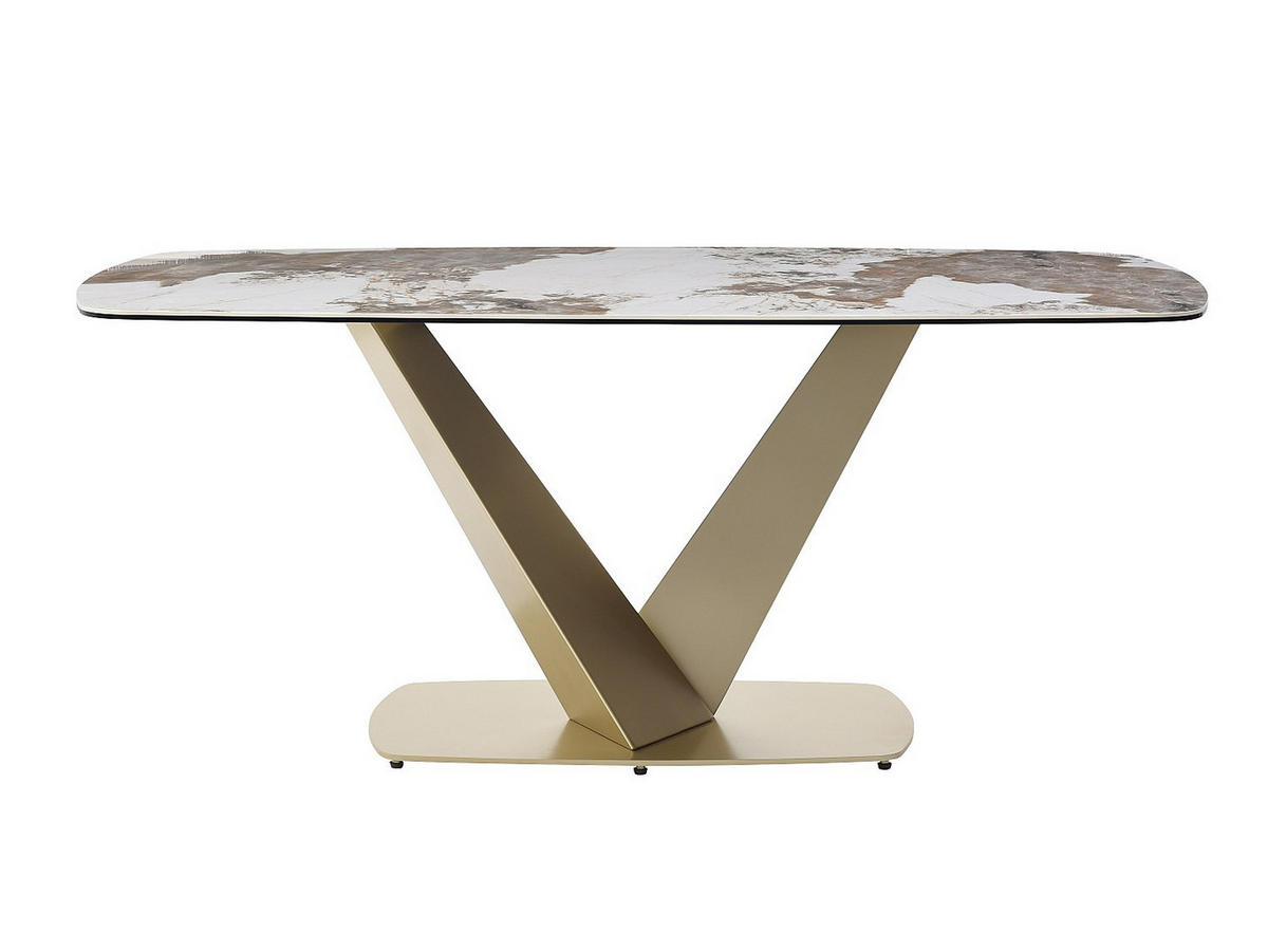ESSTISCH - 6 Personen - Glas, Keramik - Grau, Weiß - PORELIMA - Weiß/Grau, Glas/Keramik (90/180/76cm) - Vente-Unique