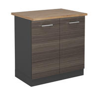 SPÜLENUNTERSCHRANK R-Line Edelgrau 80 cm , AP Eiche - Anthrazit/Braun, Holzwerkstoff (80/81.6/60cm) - Vicco