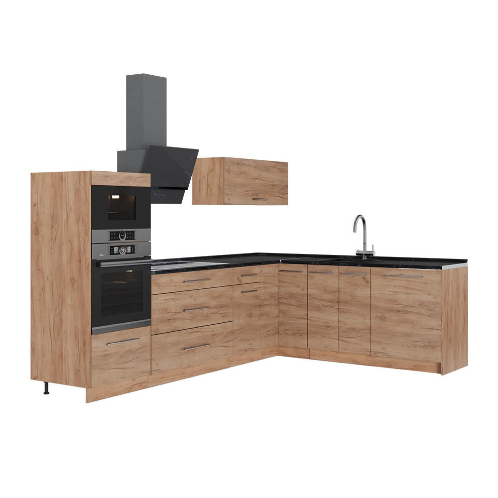 ECKKÜCHE Fame-Line, Goldkraft Eiche/Goldkraft Eiche, 287 x 207 cm, AP Anthrazit - Honigeiche, Holzwerkstoff (287/153.6/60cm) - Vicco
