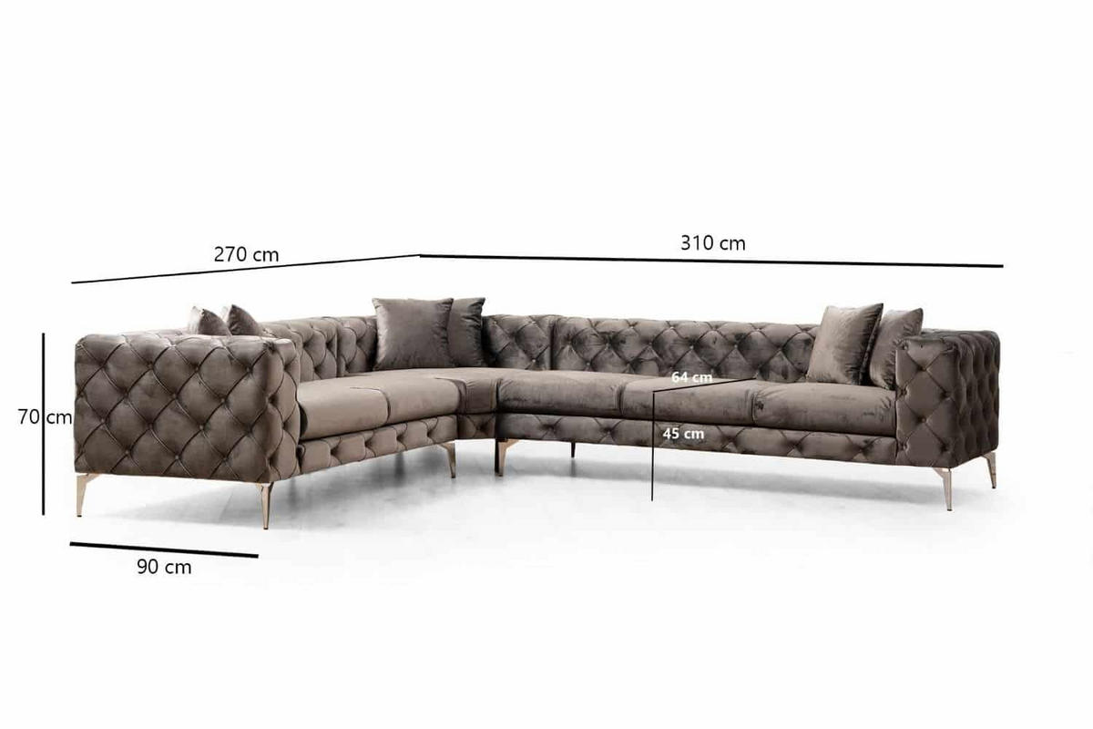 ECKSOFA mit großzügiger XXL Sitzfläche für die ganze Familie - Chromfarben/Anthrazit, Holz/Textil (310/270cm) - myHomelando