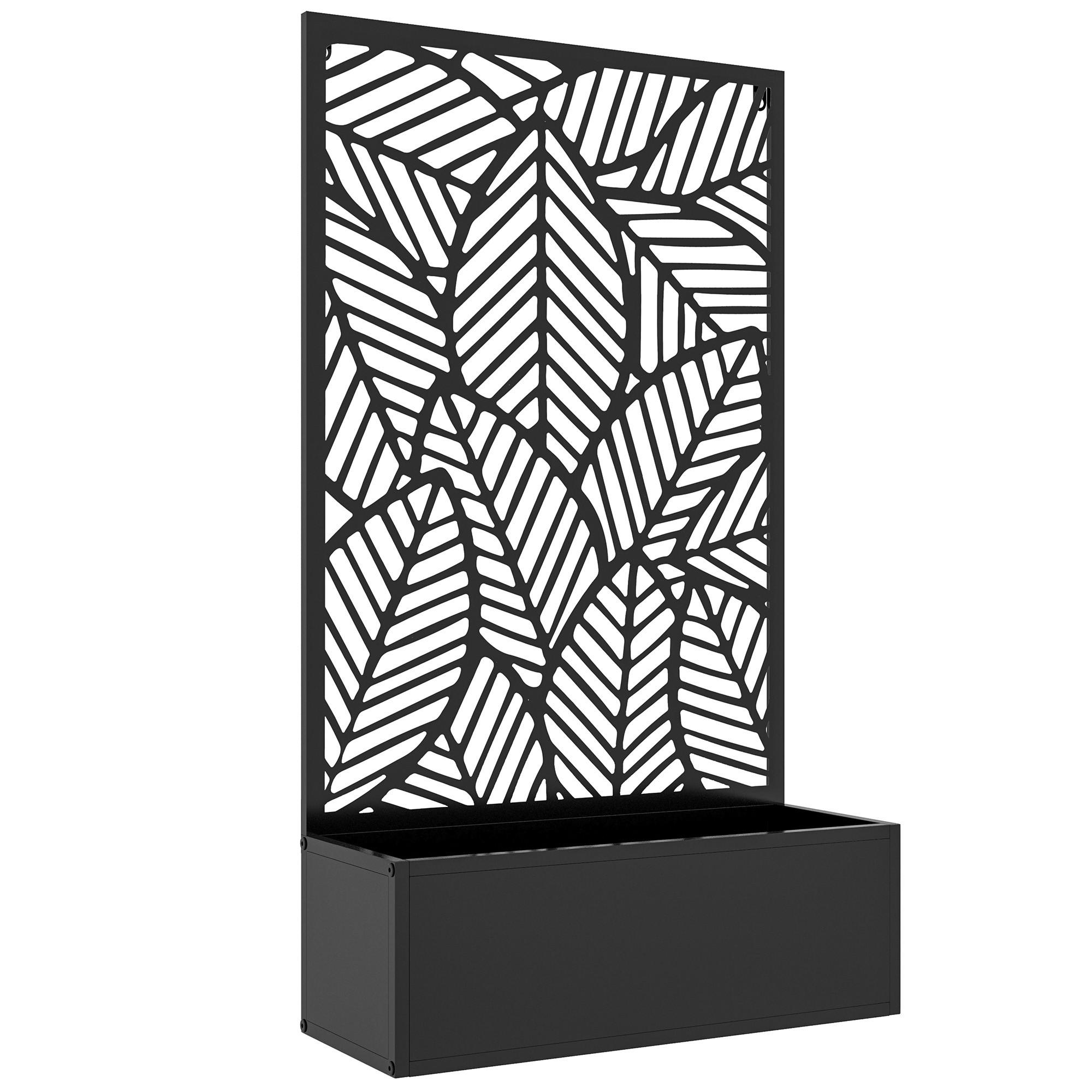 HOCHBEET, Blumenkübel 61 x 23 x 113cm - Schwarz, Metall (23/113/61cm) - Outsunny