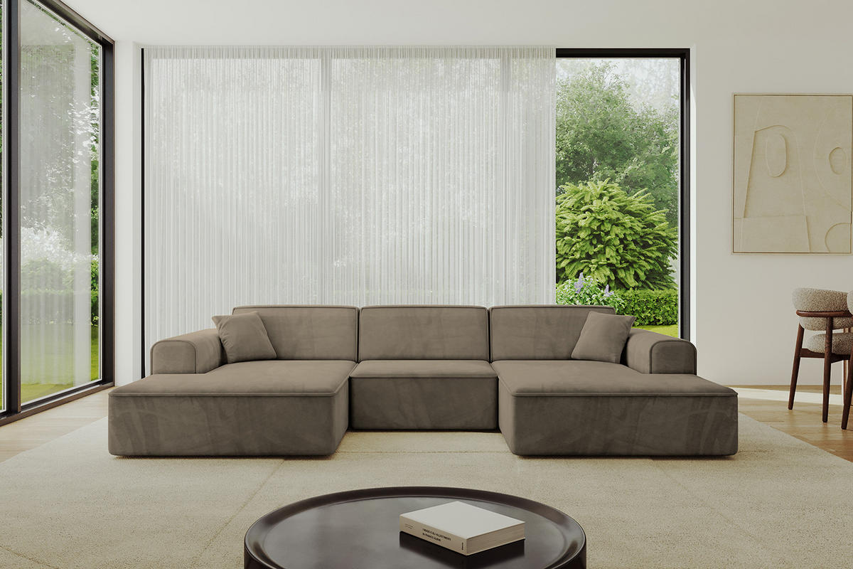 WOHNLANDSCHAFT IREA-U1-v3 - 303x171x79 cm Braun - Braun, Holzwerkstoff/Textil (303/79/171cm) - ALTDECOR