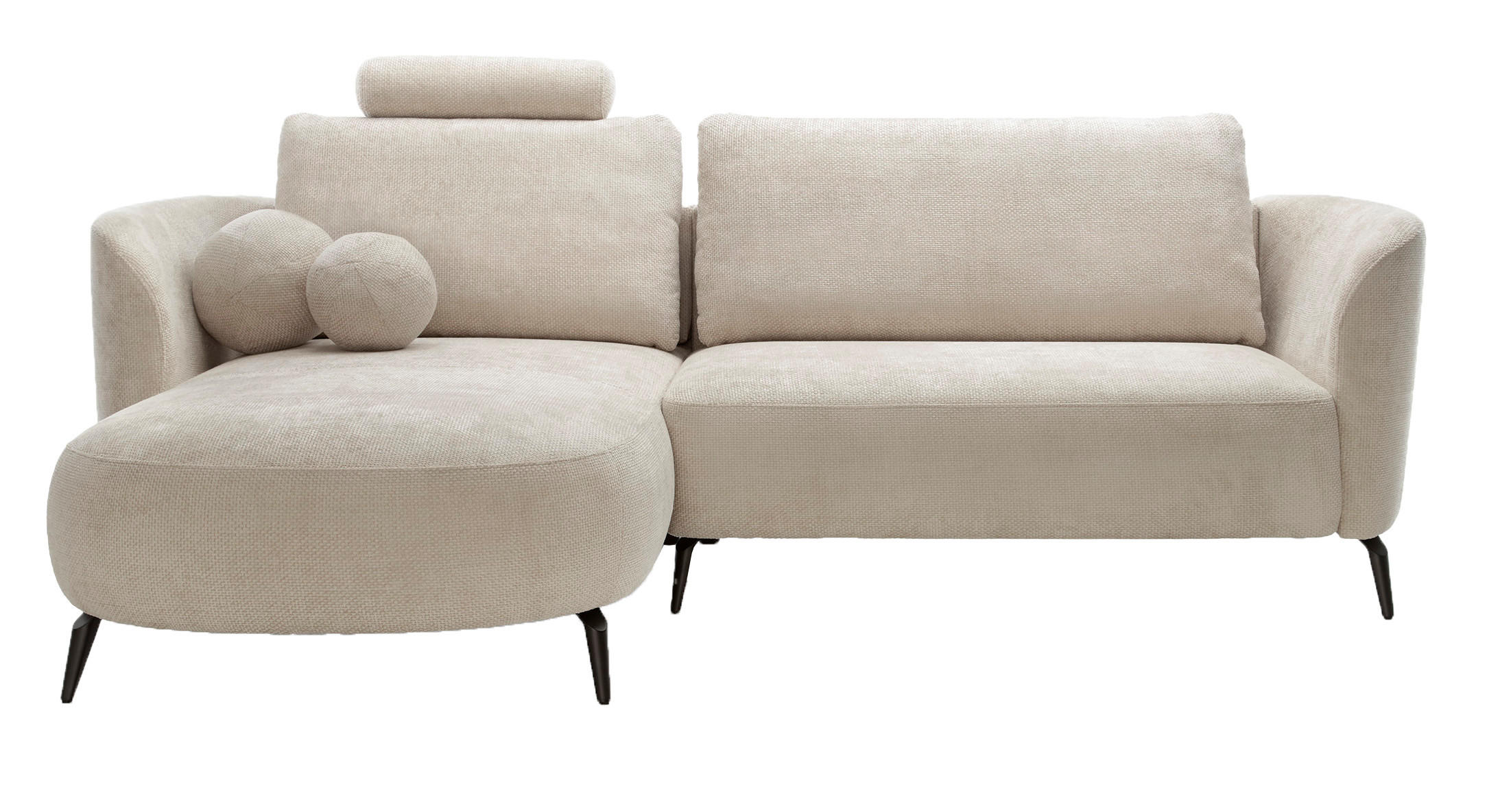 ECKSOFA auf Füßen Kendra 260 cm mit Schlaffunktion, Links, Beige - Beige, Holz (260/180cm) - Emporius