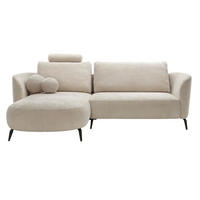 ECKSOFA auf Füßen Kendra 260 cm mit Schlaffunktion, Links, Beige - Beige, Holz (260/180cm) - Emporius
