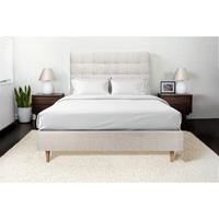 KOPFTEIL gepolstert - Gesteppt – hellbeiger Bouclé-Stoff - 180 cm - Beige, Karton/Holz (180/120/10cm) - Sommeil de Plomb