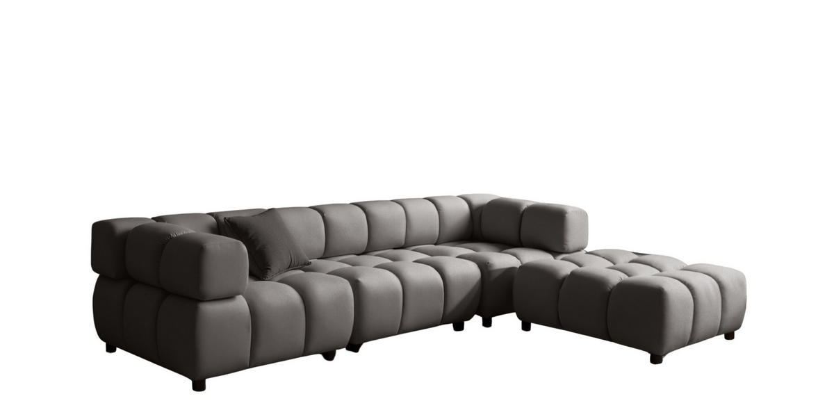 Ecksofa L-Form Bolla, stoff Bluvel, Aschgrau, Rechts - Grau, Holz (288/192cm) - Kaiser Möbel