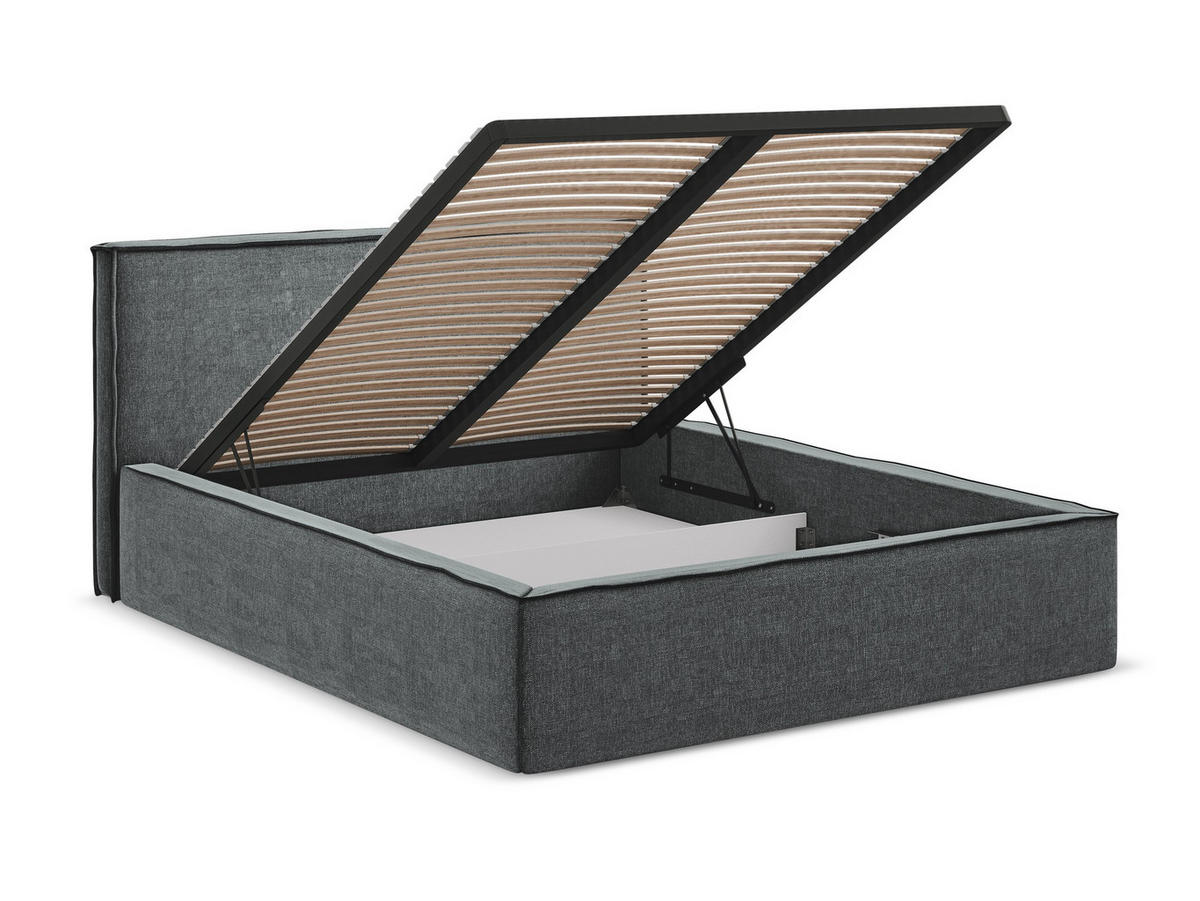 POLSTERBETT mit Bettkasten und Lattenrost 160x228 Grau - Schwarz/Graphitfarben, Kunststoff/Textil (140/200cm) - Makamii