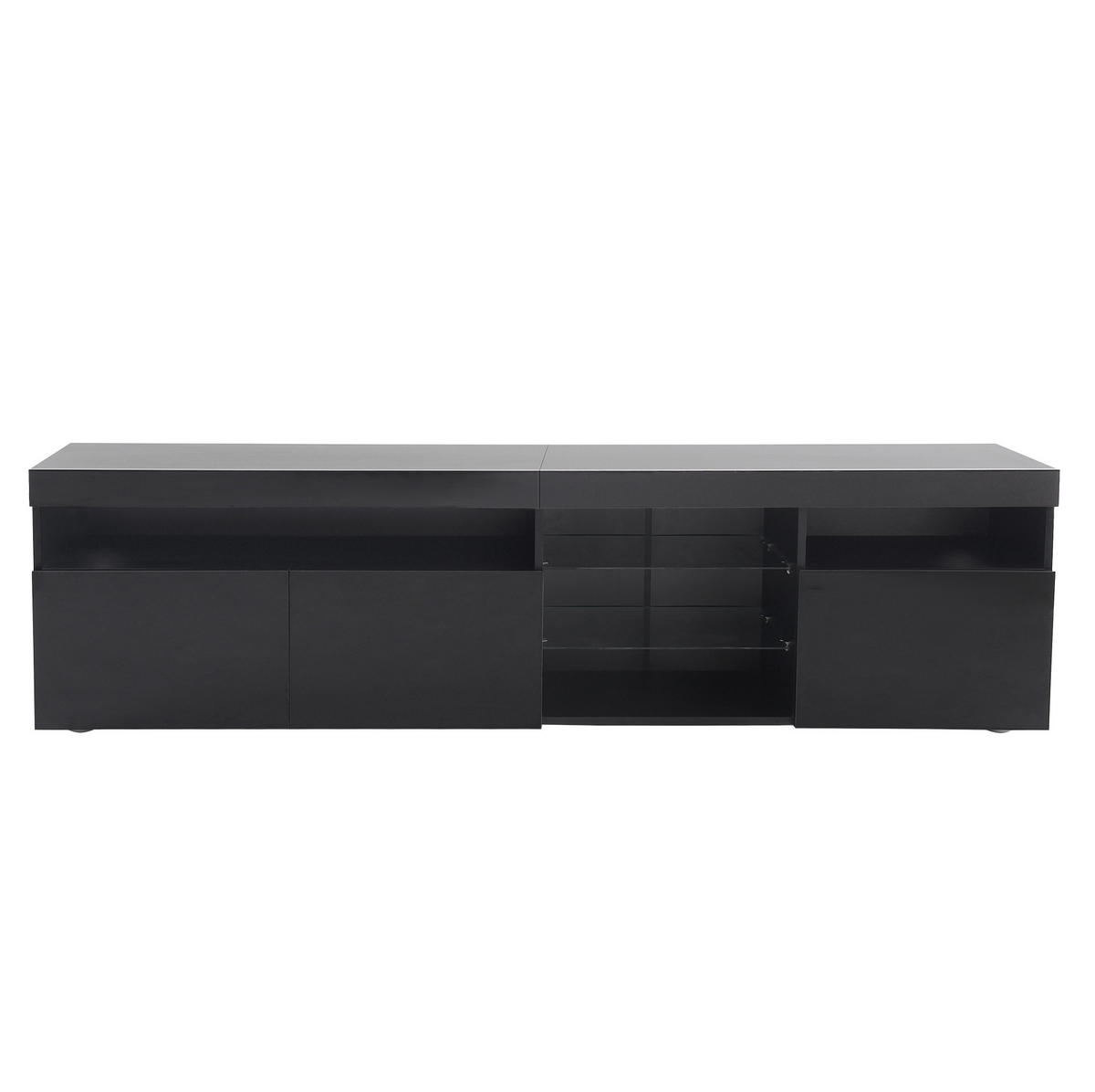 LOWBOARD 180/35/48 cm Schwarz aus MDF mit variabler LED-Beleuchtung - Schwarz, Holzwerkstoff (35/48/180cm) - OKMYHOME