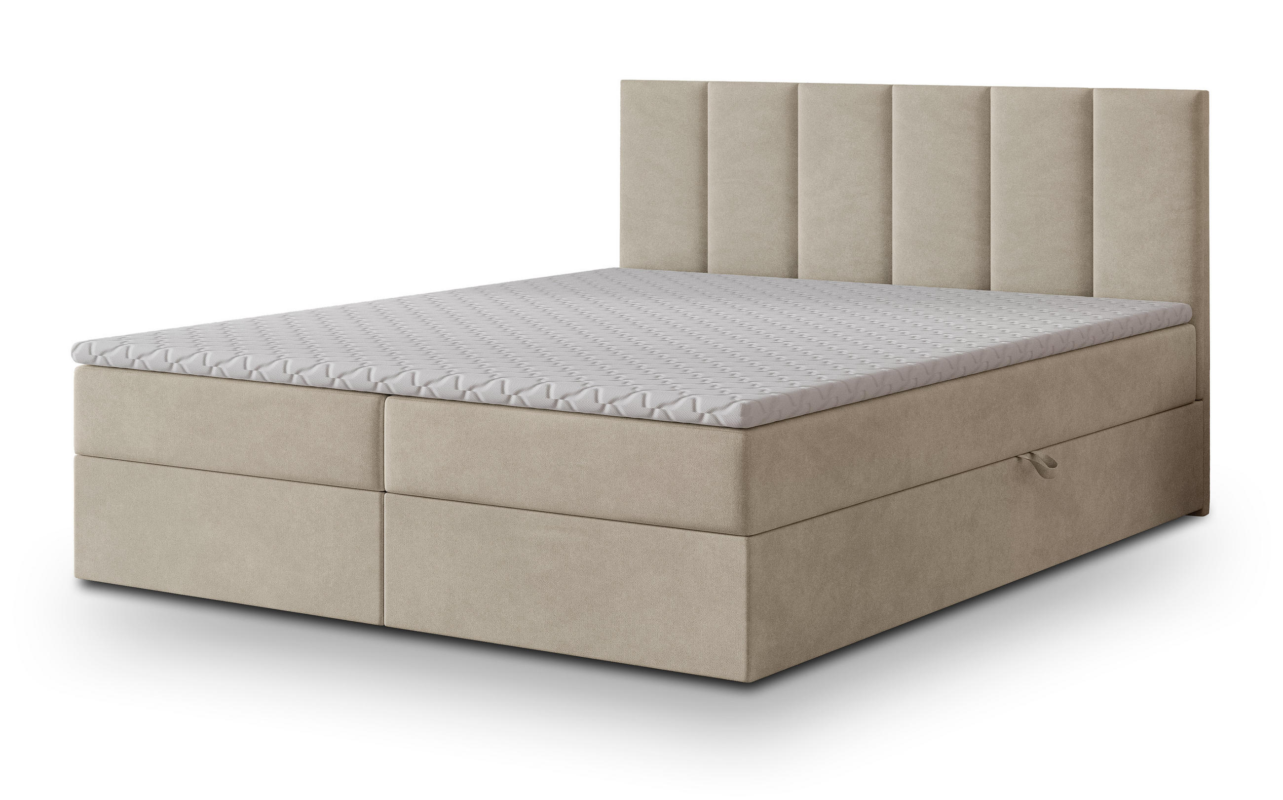 POSTEL BOXSPRING MERIL 160x200 cm, s matrací a úložným prostorem, béžová - béžová, kompozitní dřevo/textil (160/200cm) - MASSENO