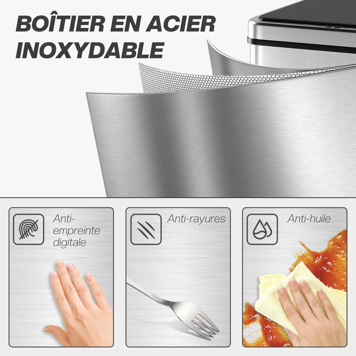 ABFALLEIMER Silberfarben 1 Stück - Silberfarben, Metall (26/55/35.5cm) - GiPP