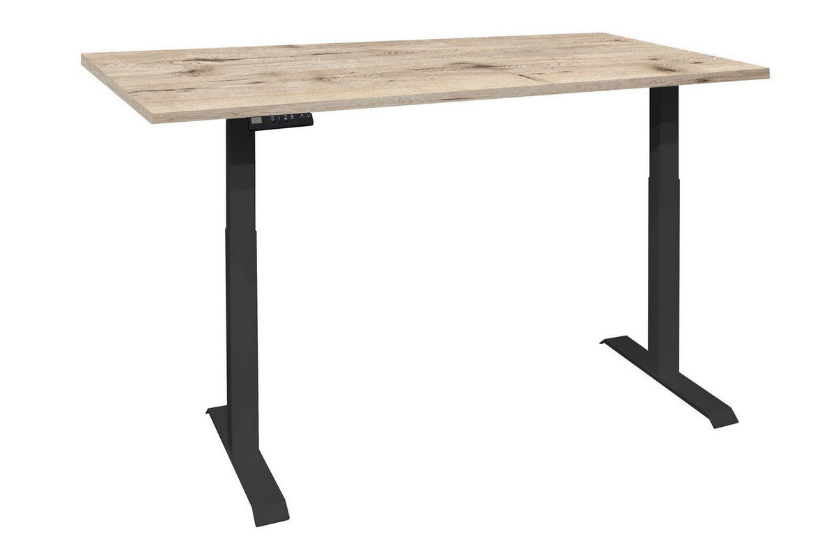 SCHREIBTISCH höhenverstellbar elektrisch Editha 160x70 schwarz/sandeiche - Naturfarben, Holz (160/70/73cm) - 58aufmkessel