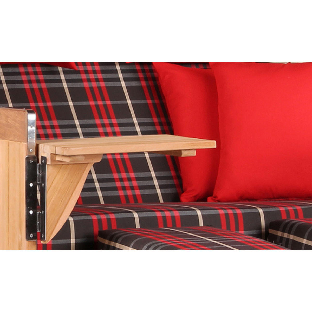 STRANDKORB Baltikum Teak 2,5 Sitzer - Braun/Grau, Holz/Metall (142/170/95cm) - Mr. Deko