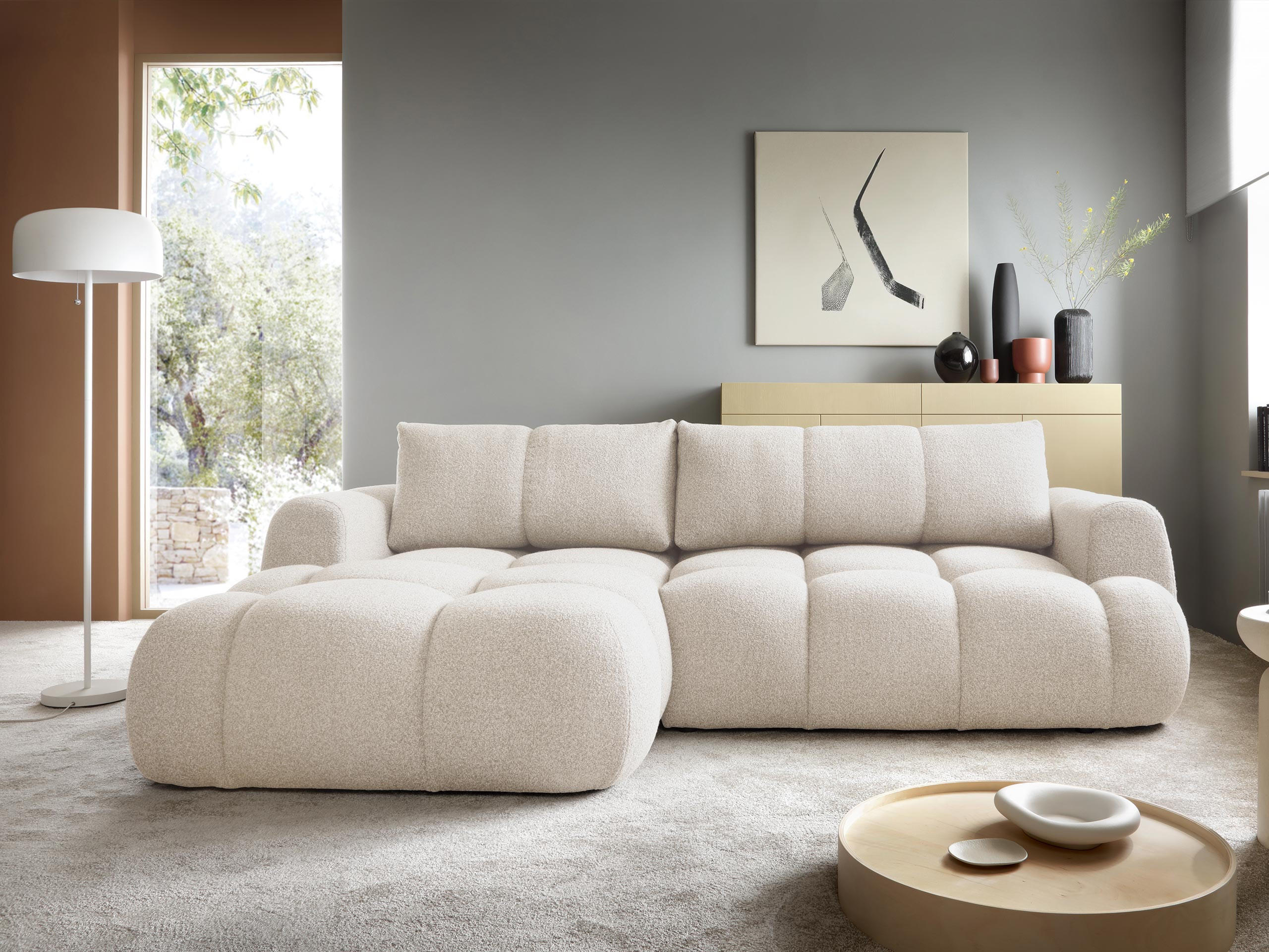 ECKSOFA Mitto, Seite: Links - Schwarz/Naturfarben, Holz/Kunststoff (270/173cm) - MIRJAN24
