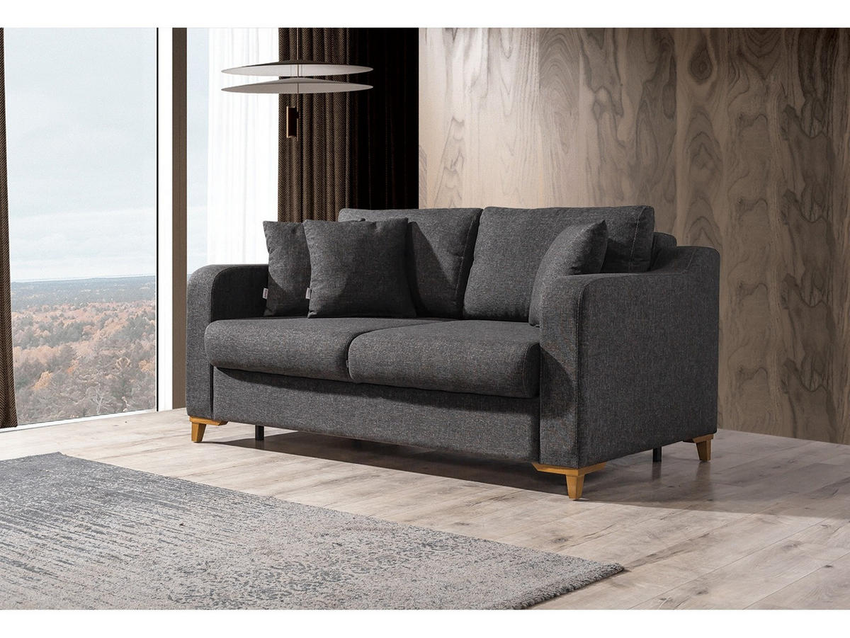 SOFA Transforma 2-Sitzer Webstoff Anthrazit - Anthrazit, Holz/Textil (170/80/100cm) - Villa Möbel