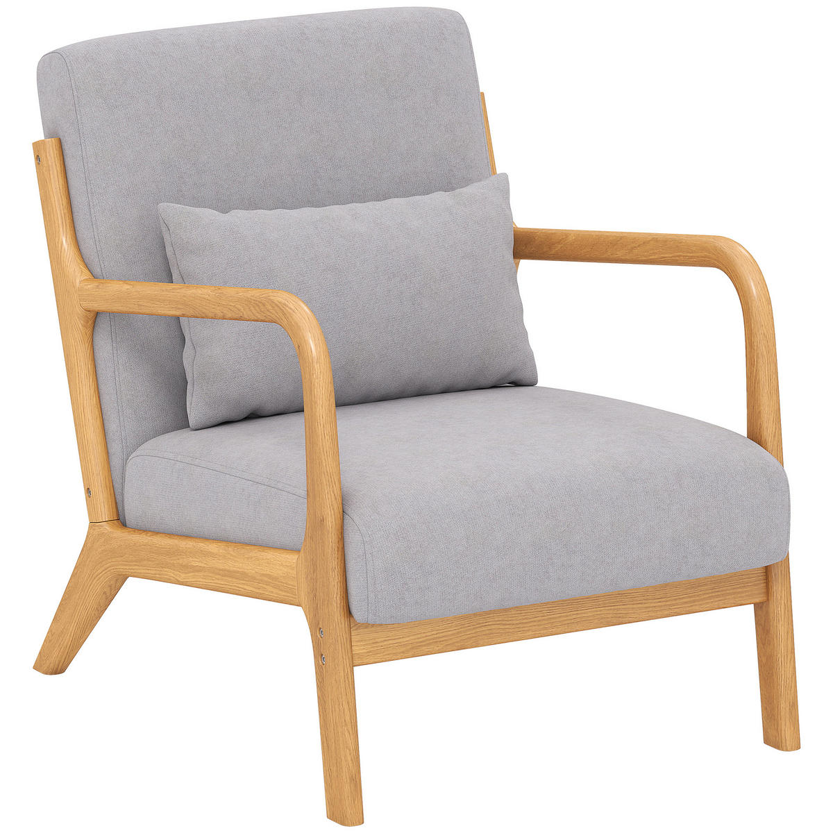 ARMLEHNSTUHL DE-13195 3 Kissen & tiefe Sitzfläche Grau - Grau, Holz (78/76/61cm) - ComfortXL