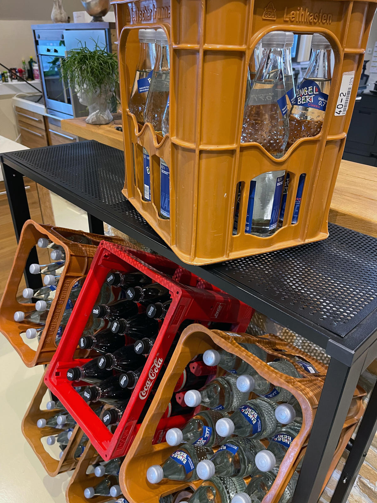 GETRÄNKEKISTENREGAL 104x30x129 cm 6 Kästen mit Ablage - Schwarz, Metall (104/129/30cm) - QUICK STAR