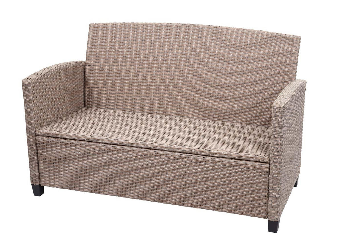 XXL POLY-RATTAN GARNITUR 4-TLG Braun - Braun, Kunststoff - MCW