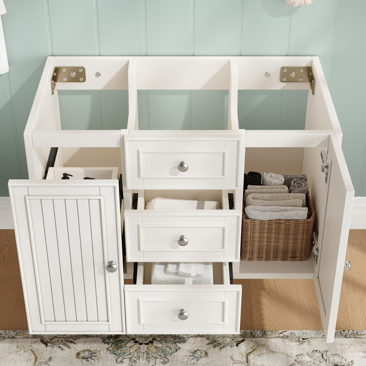 WASCHTISCH 78.5x46x46.8cm Weiß Mit 3 Schubladen - Weiß, Holzwerkstoff (46/46.8/78.5cm) - FLIEKS