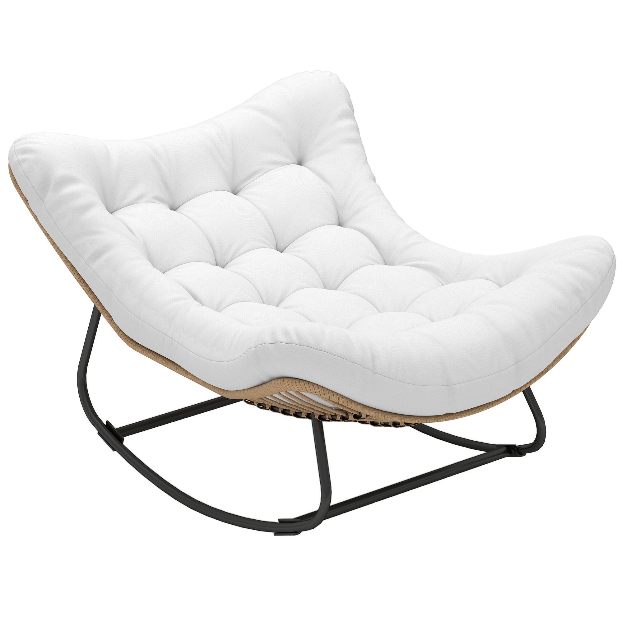 SCHAUKELLSTUHL DE-13621 eiförmig mit Polster Creme - Creme, Metall (98/74/111cm) - ComfortXL