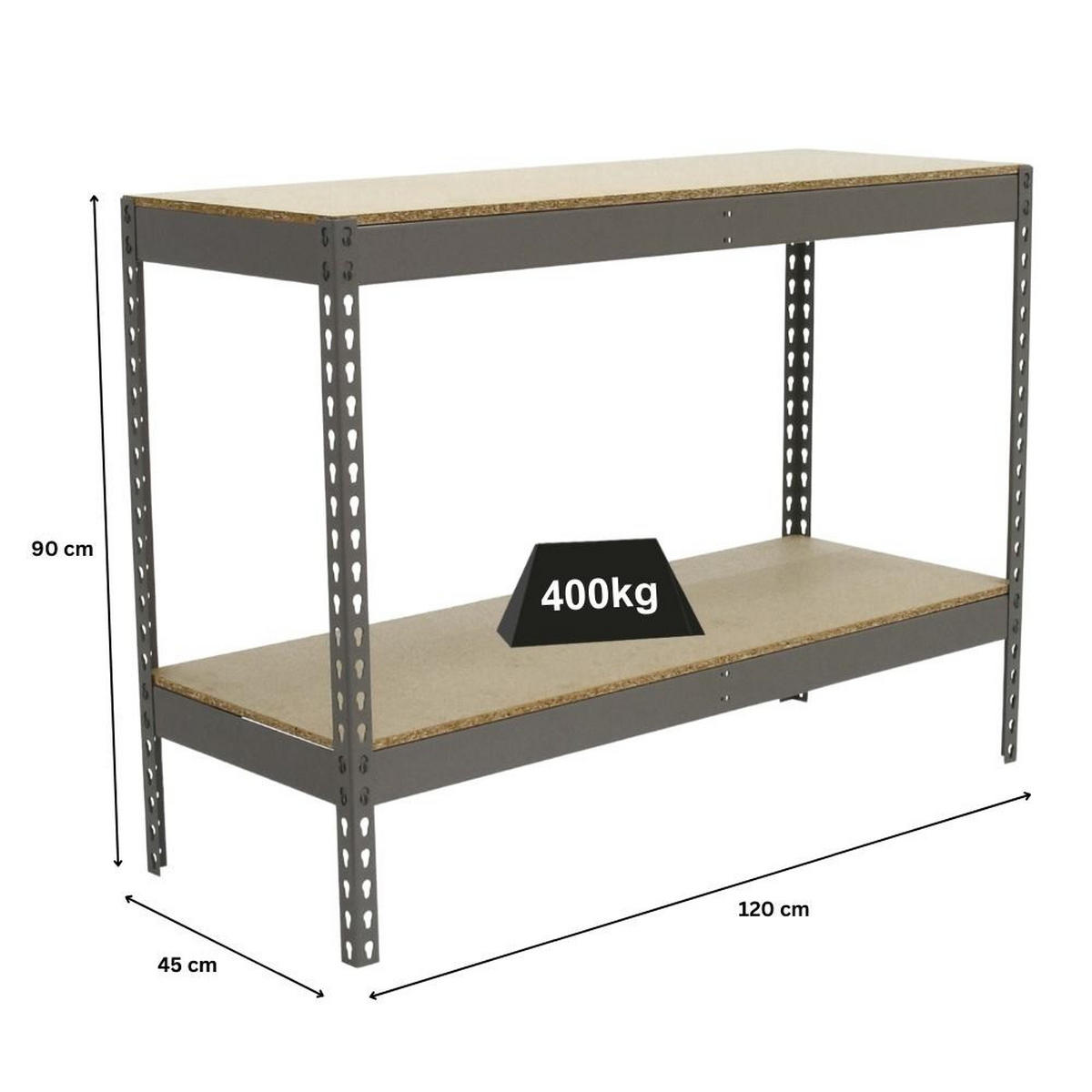 SCHWERLASTREGAL MINI WOOD YETI TWO | HxBxT 90x120x45cm | Fachlast 400kg | Grau - Grau, Metall (120/90/45cm) - PROREGAL