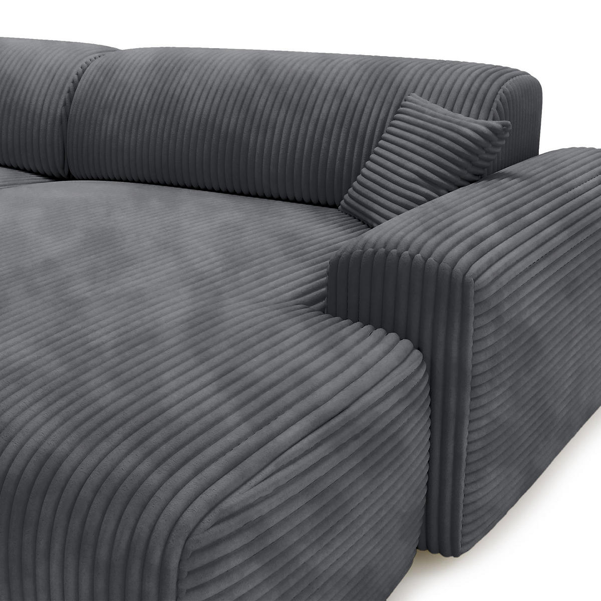 ECKSOFA mit Longchair - Cord - Blau/Schwarz, Kunststoff/Textil (284/178cm) - home24