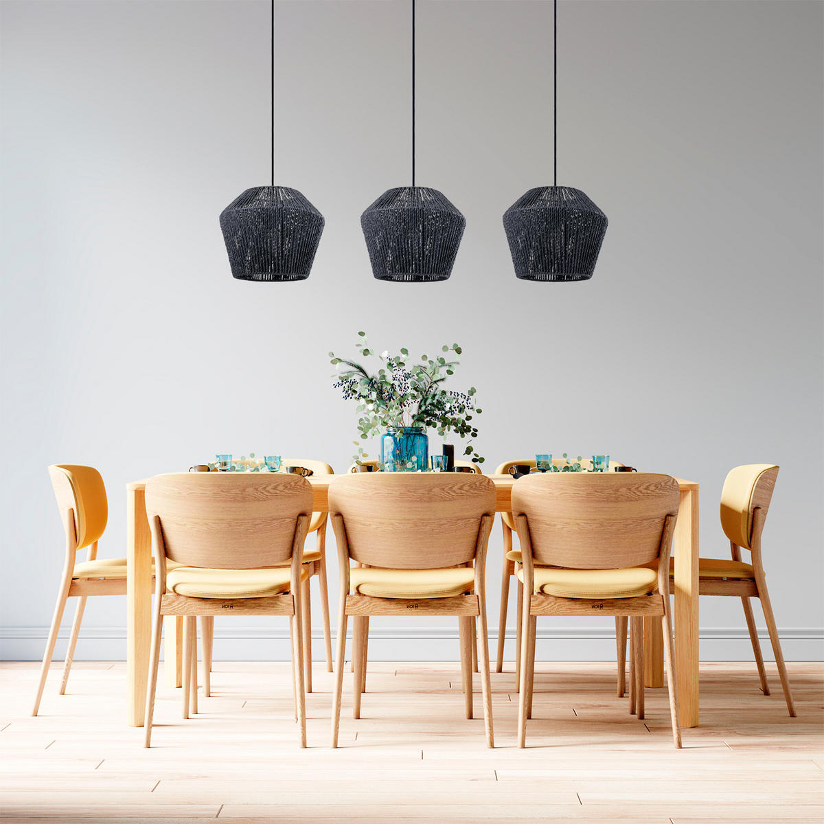 PENDELLEUCHTE Hugo Pd3 Pinto - Schwarz, Metall (33/33/27cm) - Paco Home