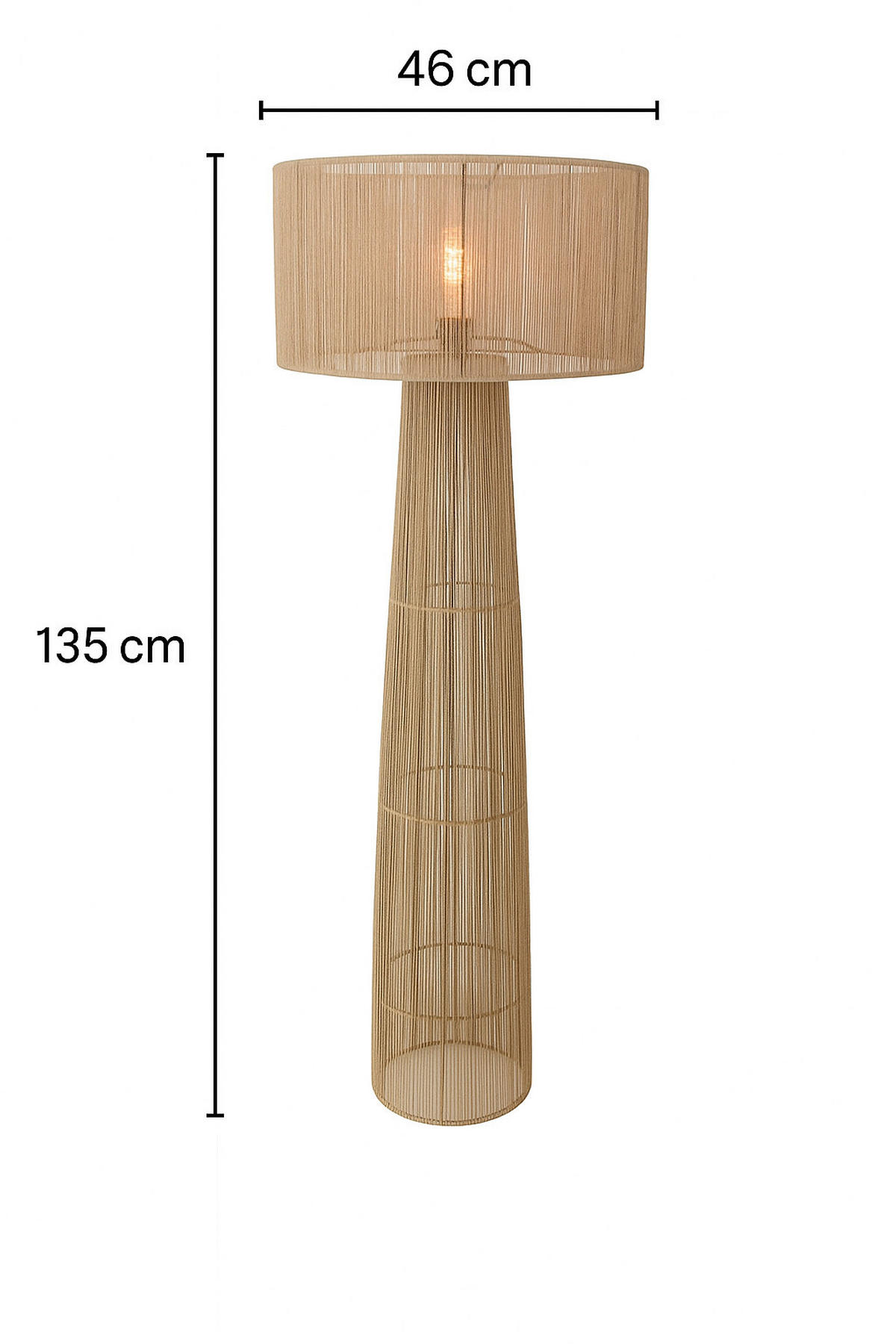 STEHLEUCHTE Diro Jute - Naturfarben, Naturmaterialien (46/46/135cm) - Urban Interiors