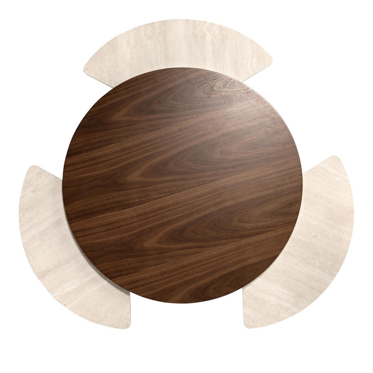 COUCHTISCH Ausziehbarer runder aus Nussbaumholz und Feinsteinzeug Ø80/43 cm - Sandfarben/Titanfarben, Holz/Keramik (80/80/43cm) - ANGEL CERDA