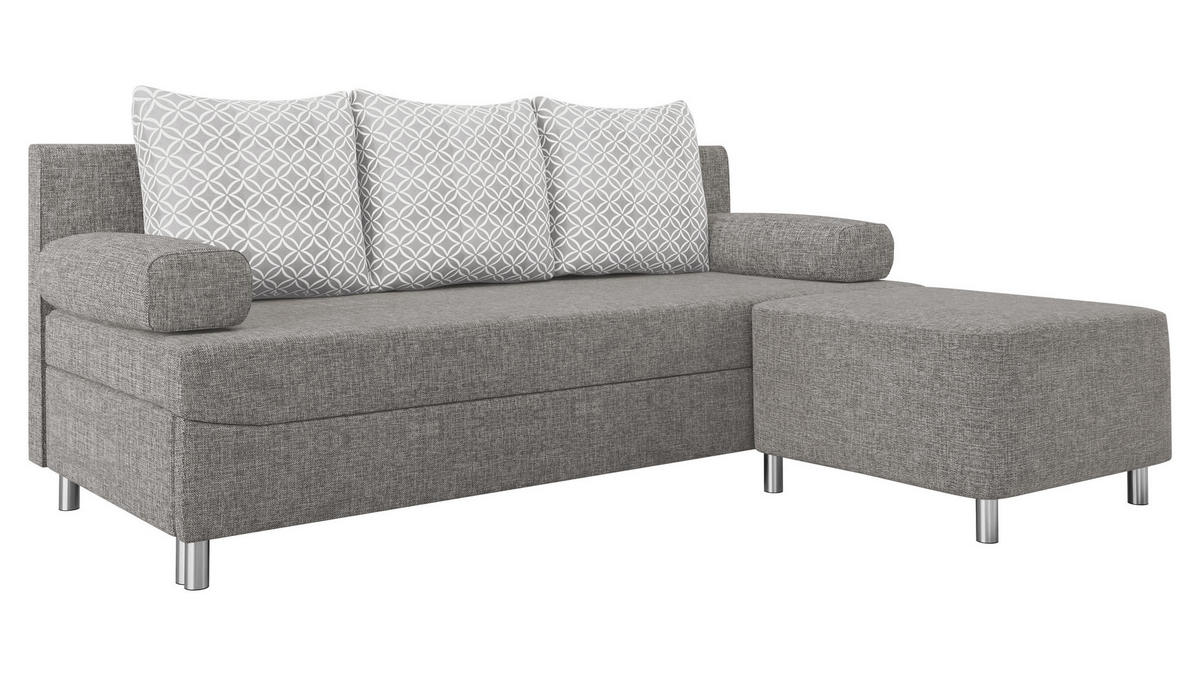 SCHLAFSOFA Dover mit Polsterhocker - Chromfarben/Silberfarben, Holz/Kunststoff (192/80cm) - MIRJAN24