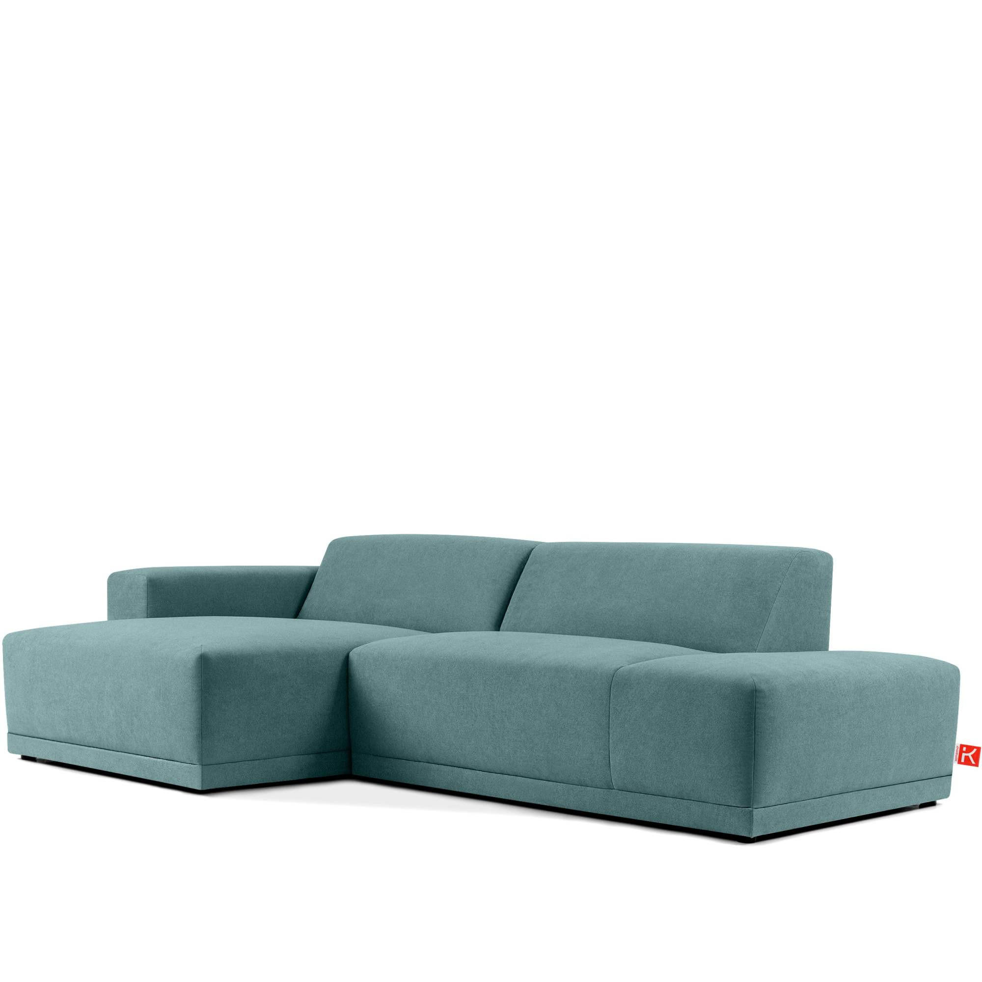 ECKSOFA LINKS MUDI in moderner Optik mit hochwertigem Kaltschaum, Cord-Stoff, Himmelblau - Blau/Schwarz, Textil (280/160cm) - KONSIMO®