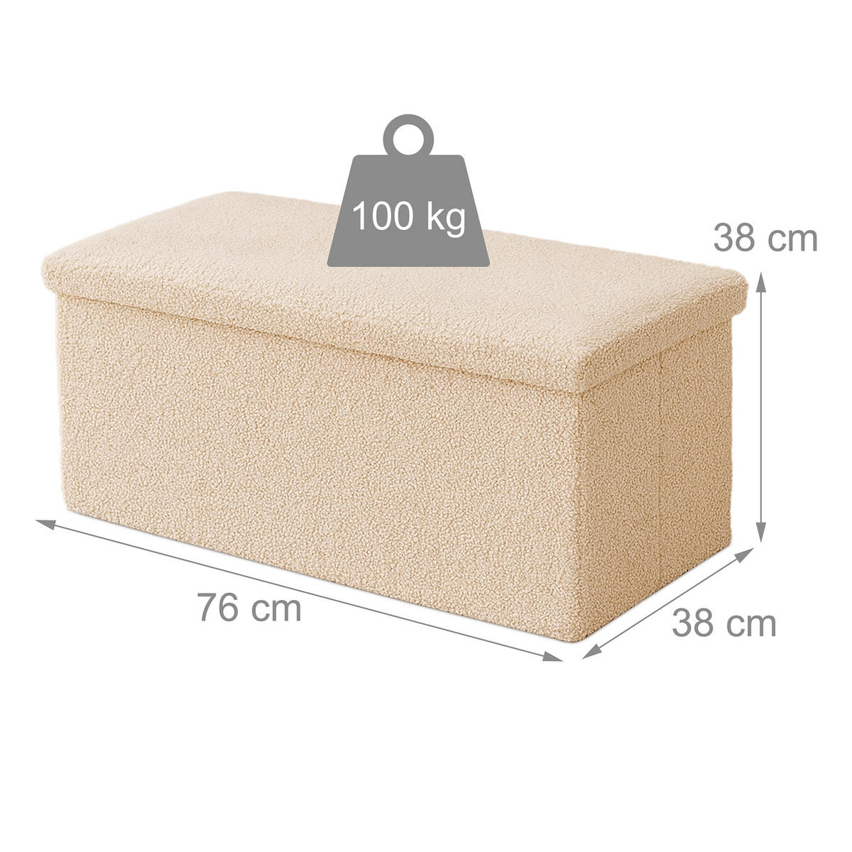 TRUHENBANK - Beige, Holzwerkstoff/Textil (38/76/38cm) - Relaxdays