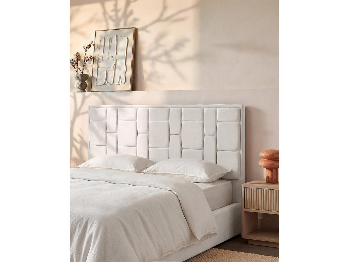BETTKOPFTEIL - 2 Personen - Samt, Stoff - Beige - - Beige, Textil (140/110/8cm) - Vente-Unique
