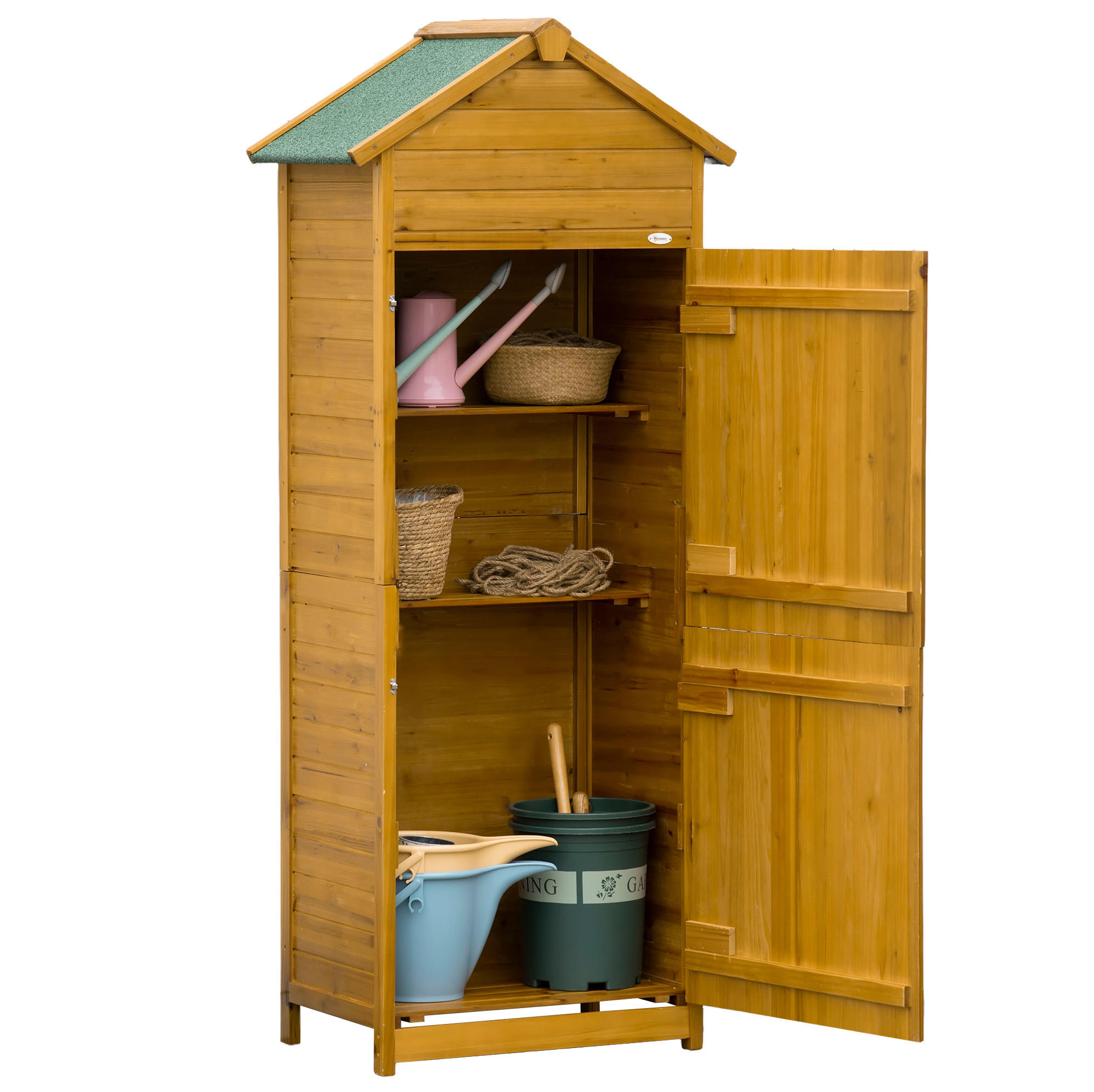 GARTENKOMMODE 79/191,5/49 cm Naturholz aus Holz mit 2 Regalböden - Naturfarben, Holz (49/191.5/79cm) - OKMYHOME