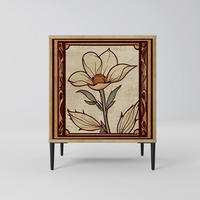 SIDEBOARD TIMELESS FLORA, Eichefarben, 57,5x42x72,5 cm, Schwarze Metallfüße - Eichefarben/Multicolor, Holzwerkstoff/Metall (57.5/72.5/42cm) - SpaceRebels