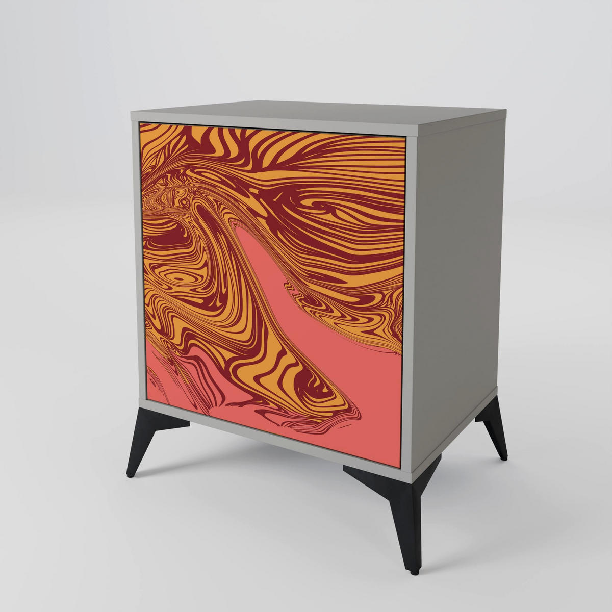 SIDEBOARD FLOATING THOUGHTS, Grau, 57,5x42x57,5 cm, Ohne Füße - Multicolor/Grau, Holzwerkstoff (57.5/57.5/42cm) - SpaceRebels