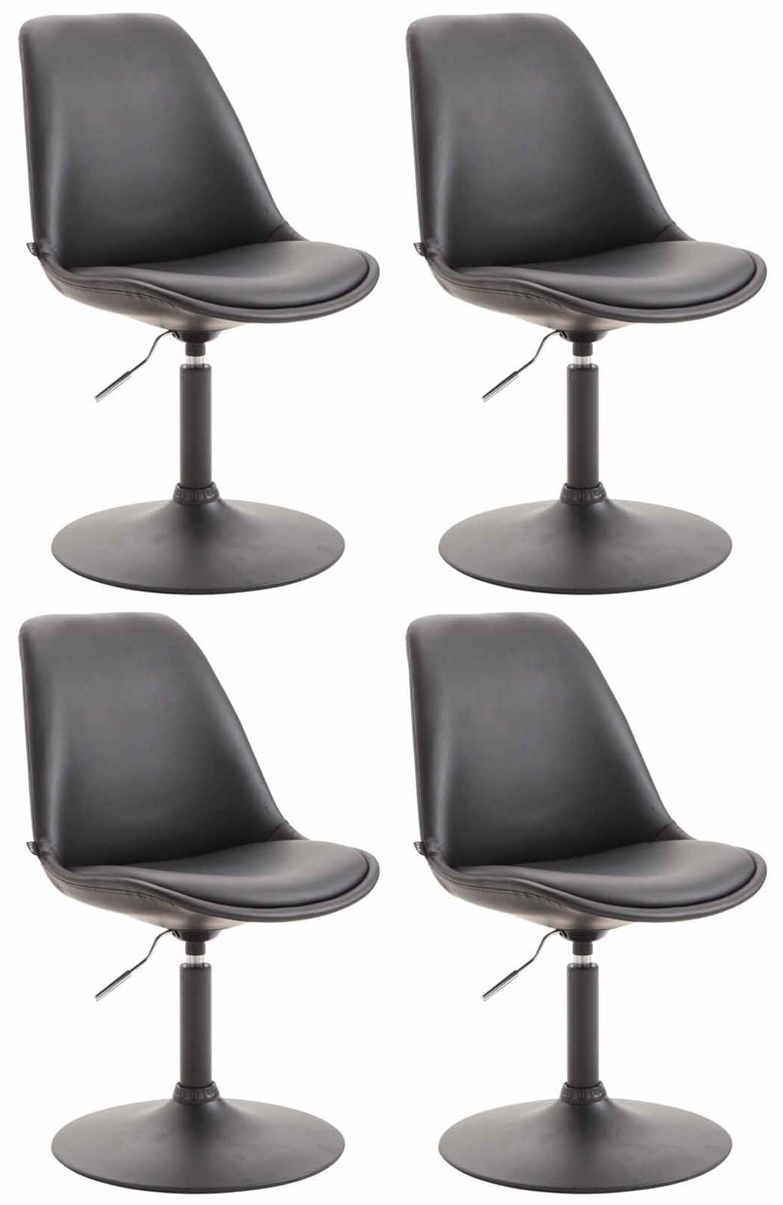 DREHSTUHL 4er Set Lederlook schwarz - Schwarz, Textil/Metall (48/76/57cm) - CLP