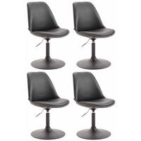 DREHSTUHL 4er Set Lederlook schwarz - Schwarz, Textil/Metall (48/76/57cm) - CLP