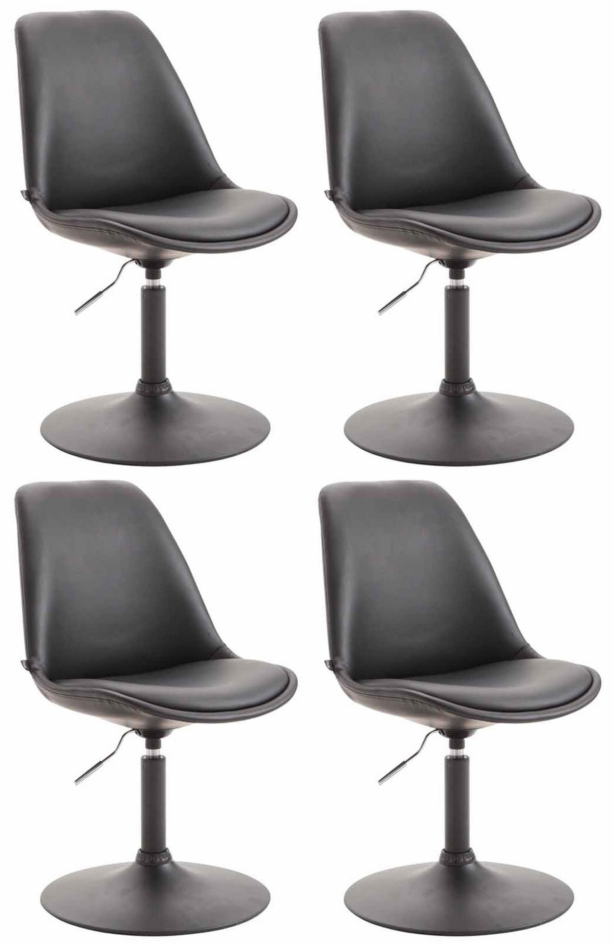 DREHSTUHL 4er Set Lederlook schwarz - Schwarz, Textil/Metall (48/76/57cm) - CLP