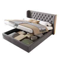 POLSTERBETT 140/200 cm Grau mit hydraulischem Bettkasten und Lattenrost - Grau, Textil (140/200cm) - OKWISH