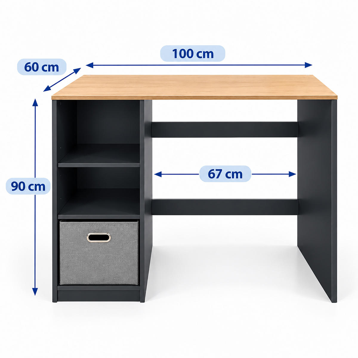 WASCHMASCHINENSCHRANK Anthrazit 3 Fächer - Anthrazit, Holzwerkstoff/Textil (100/90/60cm) - Relaxdays