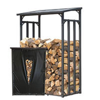 KAMINHOLZREGAL Außen 130x70x185 cm Metall Anthrazit mit Wetterschutz 1,6 m³ / 2 SRM - Anthrazit/Schwarz, Metall (130/185/70cm) - QUICK STAR