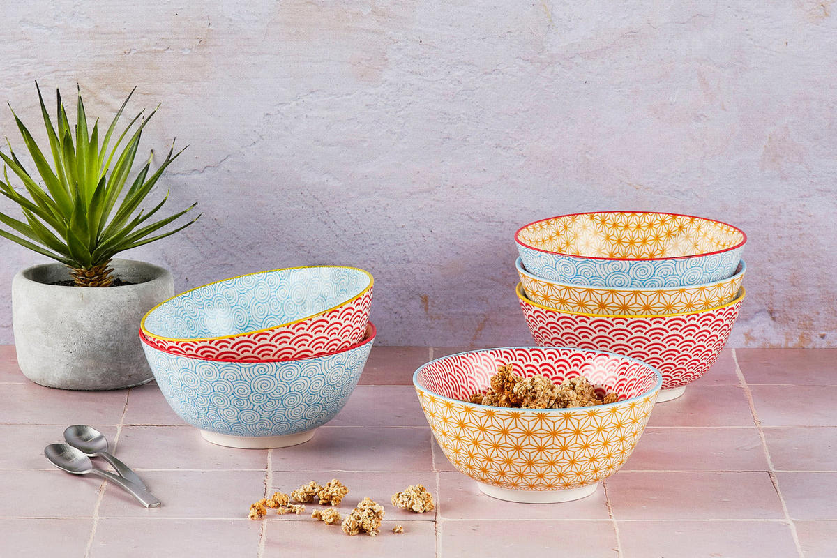 SCHALEN Pattern Ø15cm - 6er-Set - Color - Blau, Keramik (15cm) - Björn