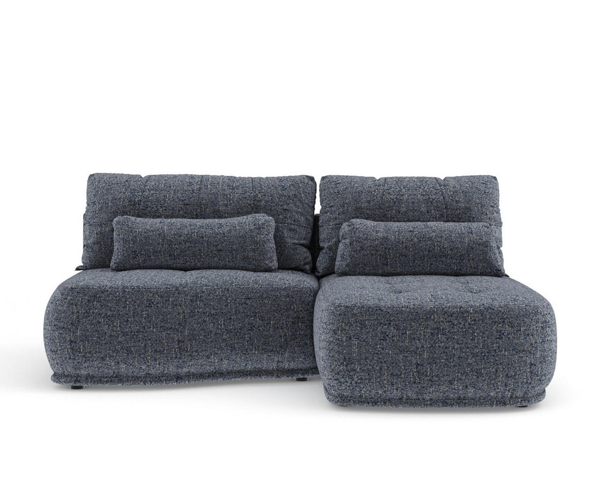 ECKSOFA MIT SCHLAFFUNKTION Marineblau Webstoff - Schwarz/Dunkelblau, Holz/Holzwerkstoff (223/158cm) - Maison de Reve