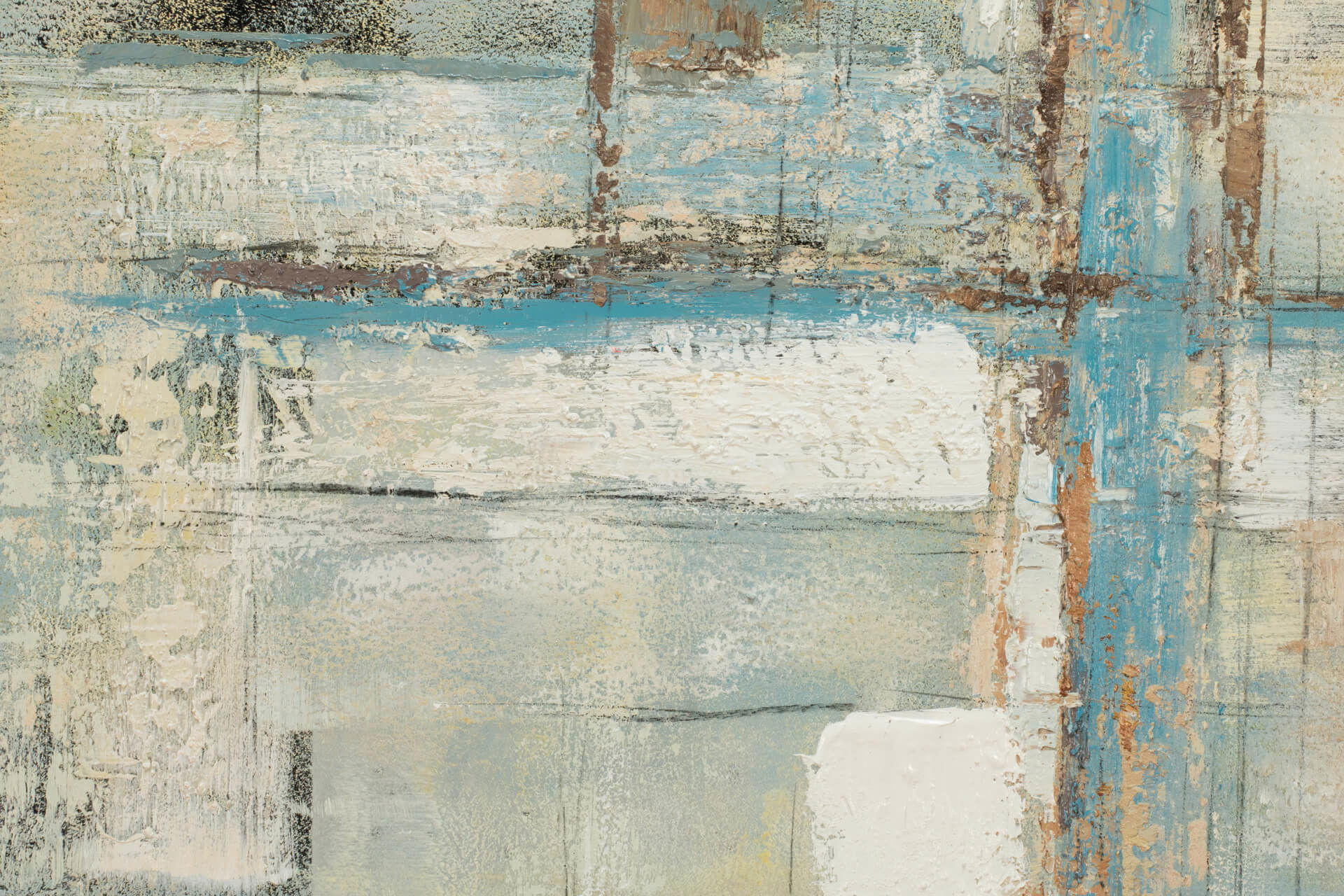 ACRYLBILD HANDGEMALT 60/60 cm - Blau/Beige, Holz/Textil (1.1/60cm) - KUNSTLOFT