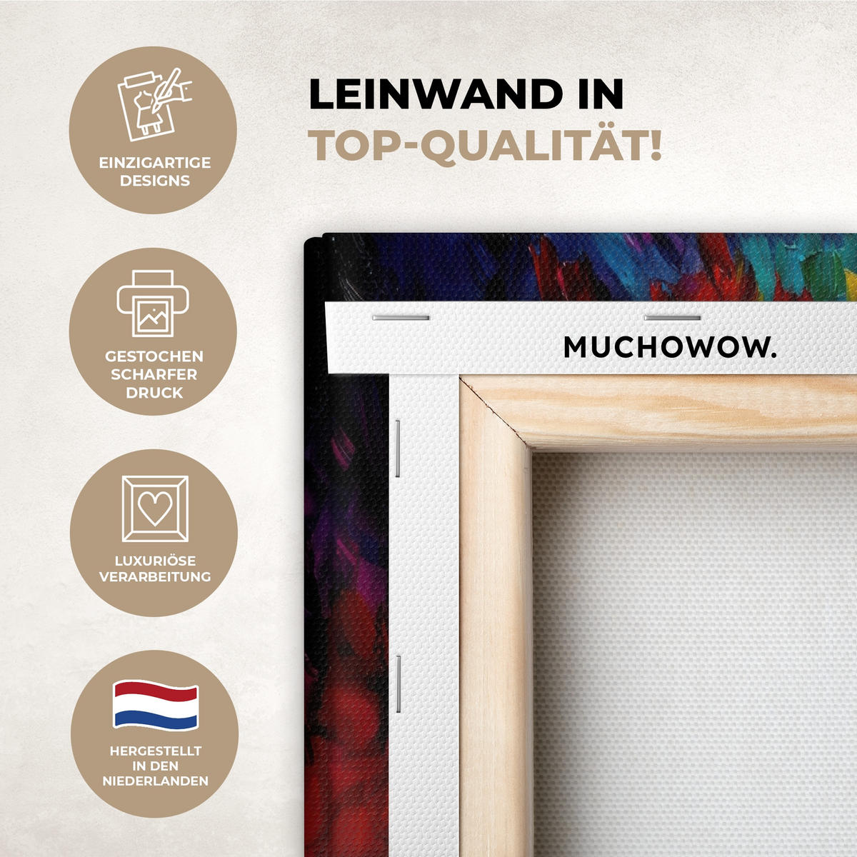 LEINWANDBILD 3er Set Baum - Farbenfroh - Malerei-Look - Abstrakt 120x60 cm - Multicolor, Textil (120/60cm) - MuchoWow