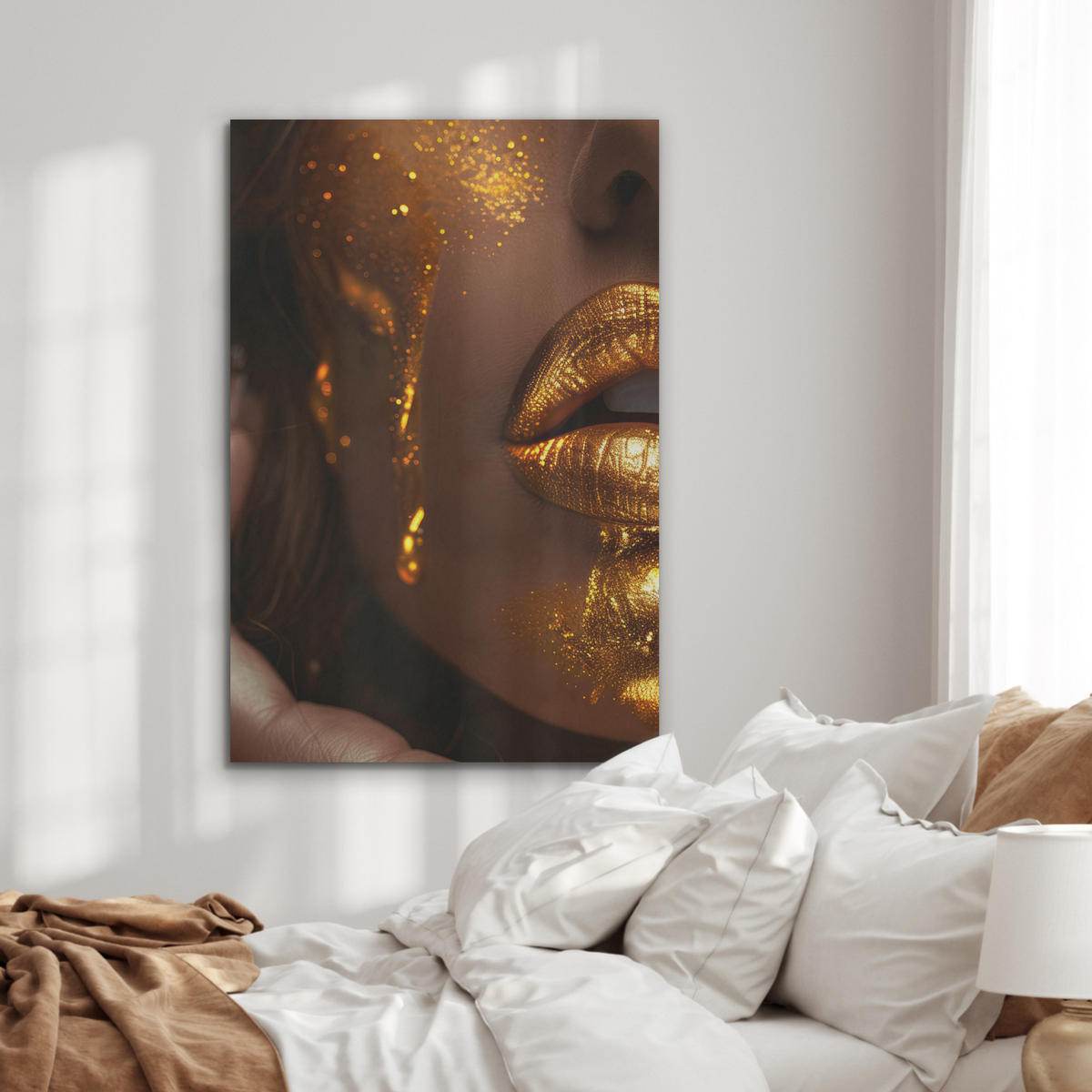AKUSTIKBILD Frau - Gold - Luxus - Porträt Wanddeko 60x90 cm - Goldfarben, Kunststoff (60/90/0.9cm) - MuchoWow