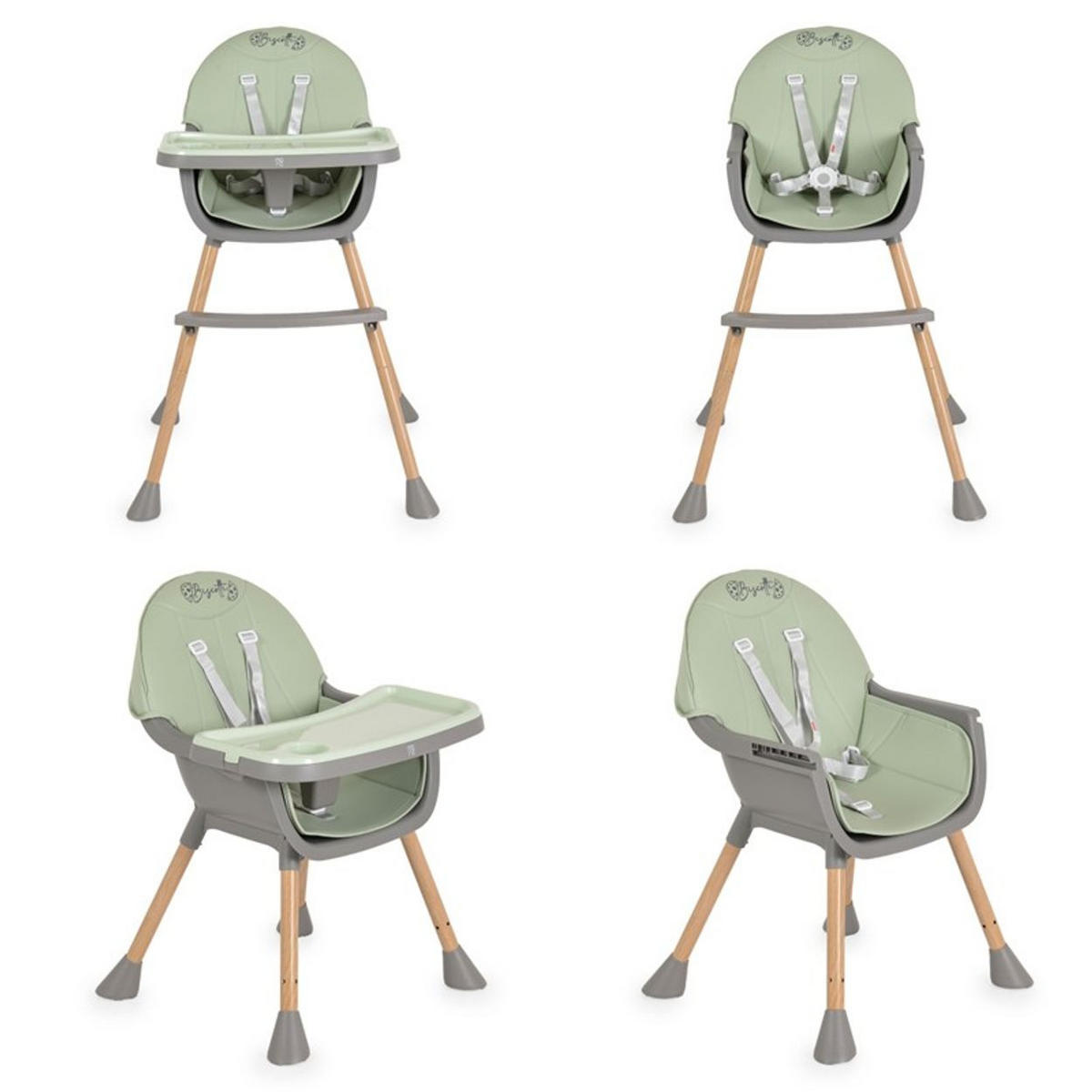 HOCHSTUHL Biscotti 2 in 1 grün Kinderstuhl Anti-Rutsch-Füße Doppeltablett - Grün, Kunststoff (64/94/64cm) - Moni
