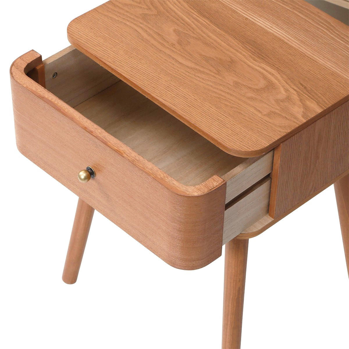 NACHTTISCH 1 Schublade mit abgerundeten Fronten B42 cm - KARL - Eschefarben, Holzwerkstoff (35/58/43.5cm) - Calicosy
