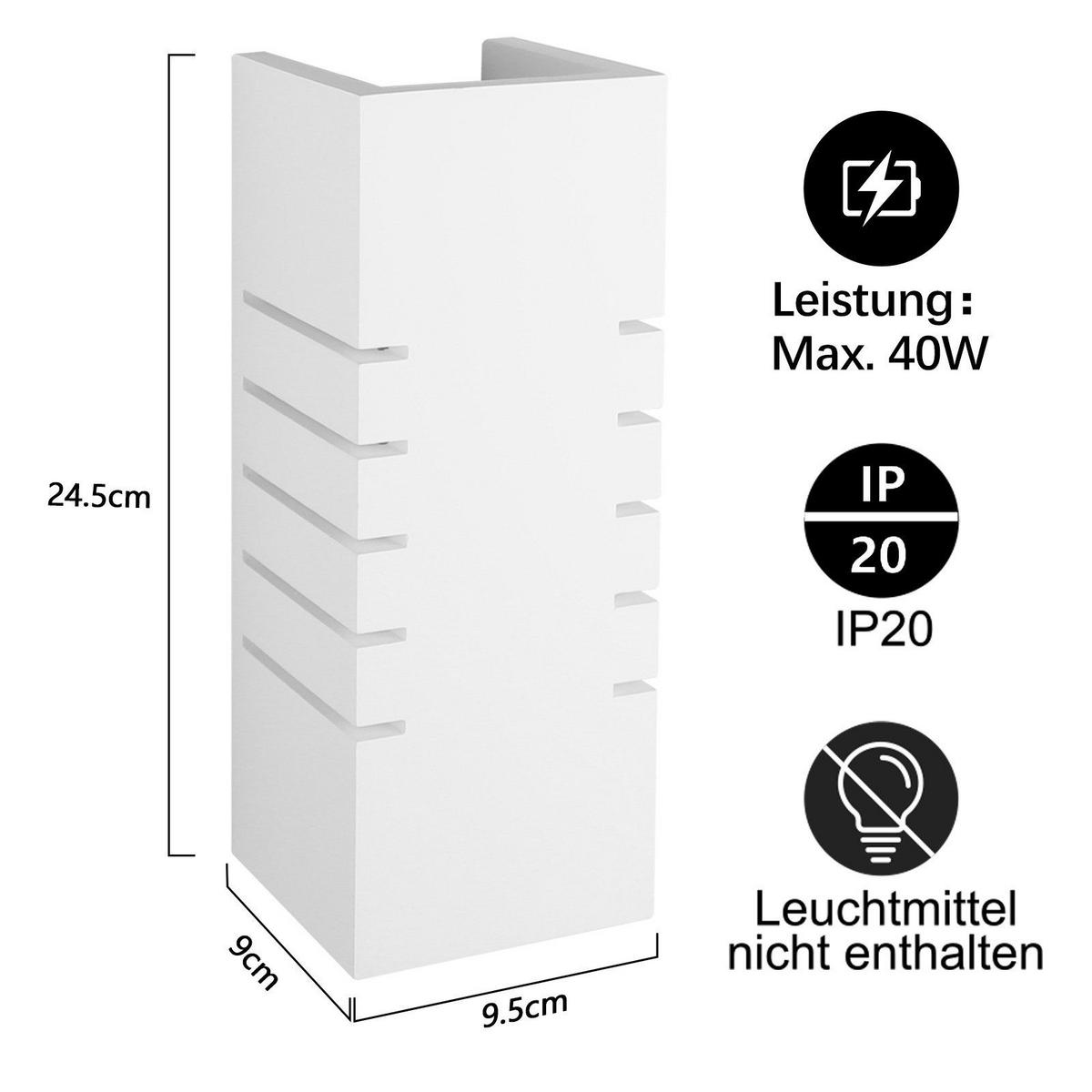 WANDLEUCHTE Maruska - Weiß, Stein (9.5/24.5/9cm) - Nettlife